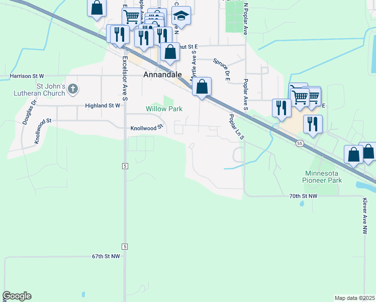 map of restaurants, bars, coffee shops, grocery stores, and more near 200 Ash Street in Annandale