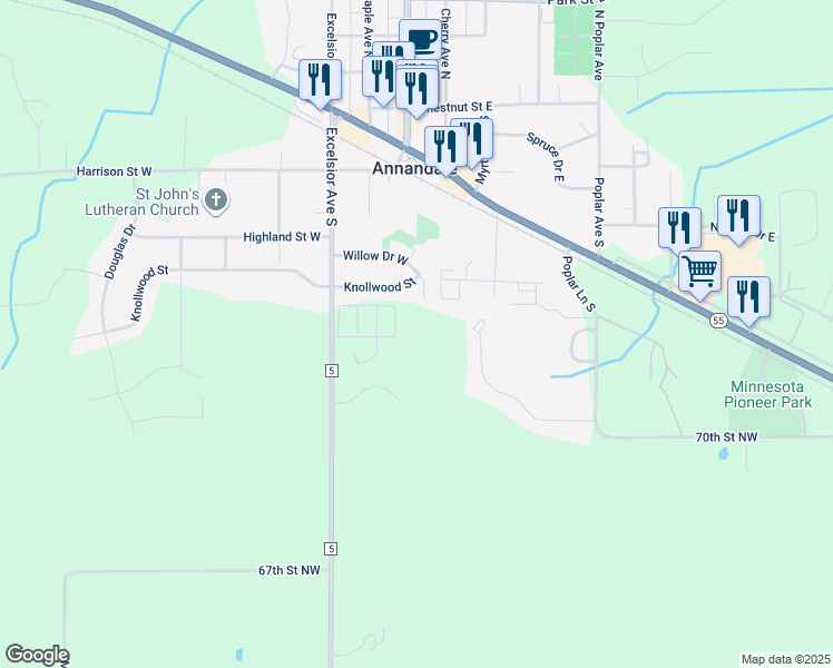 map of restaurants, bars, coffee shops, grocery stores, and more near 12 Willow Drive West in Annandale
