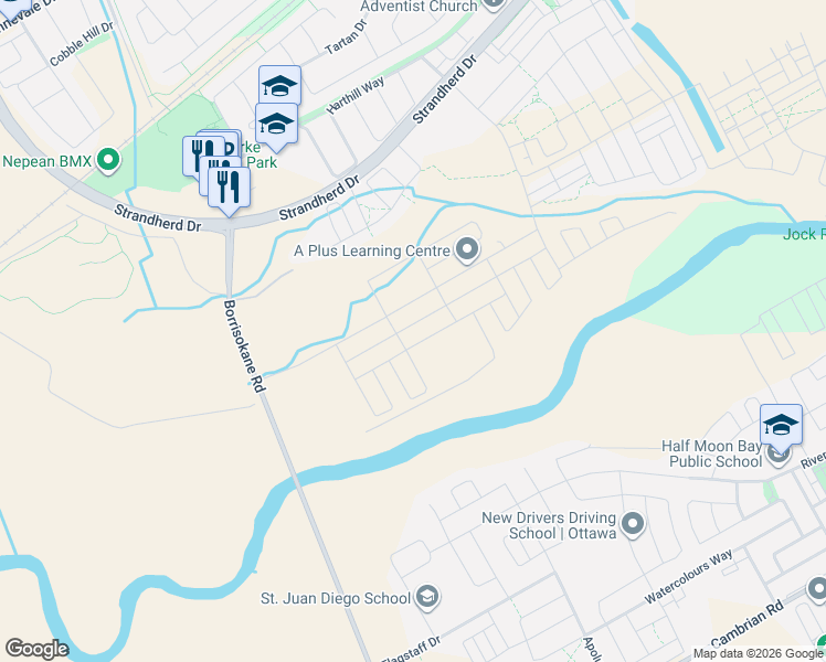 map of restaurants, bars, coffee shops, grocery stores, and more near 333 Peninsula Road in Ottawa