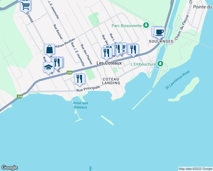 map of restaurants, bars, coffee shops, grocery stores, and more near 53 Rue des Plaines in Les Coteaux