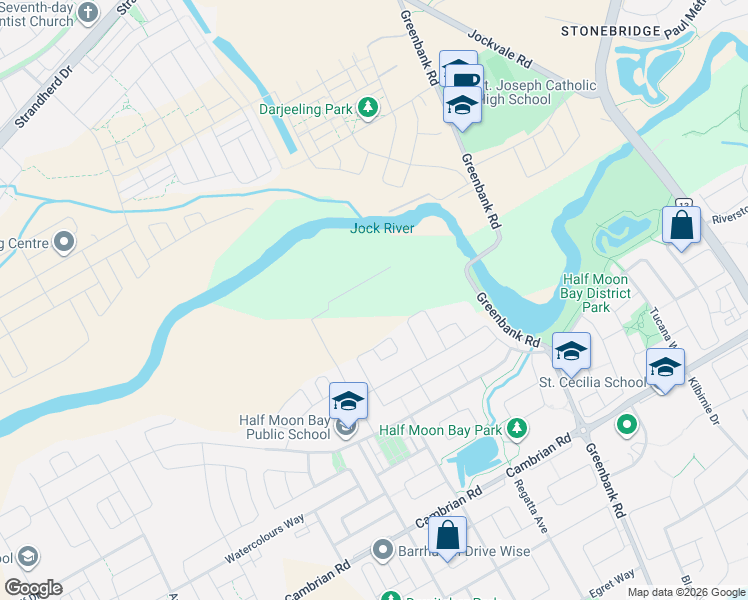 map of restaurants, bars, coffee shops, grocery stores, and more near 769 Tadpole Crescent in Ottawa