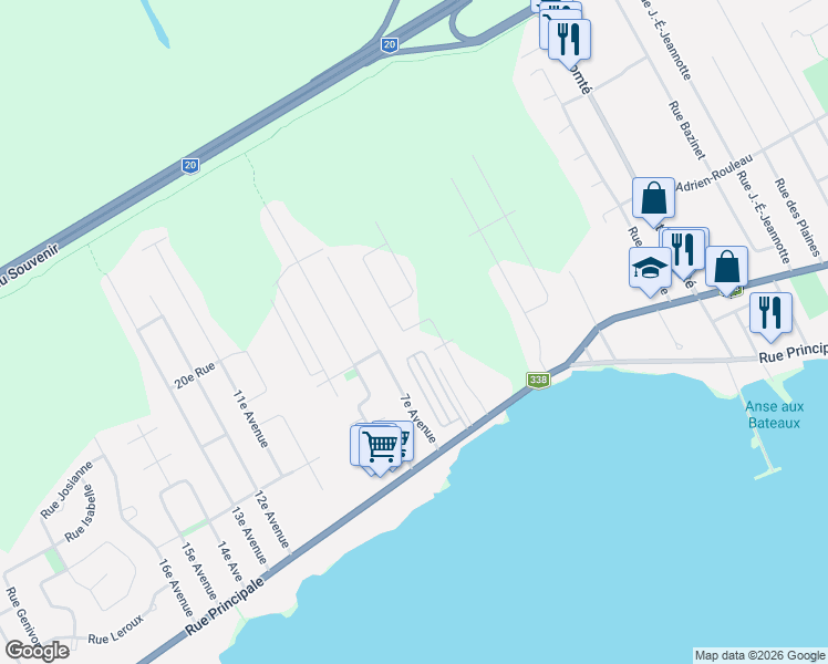 map of restaurants, bars, coffee shops, grocery stores, and more near 197 6e Avenue in Saint-Zotique