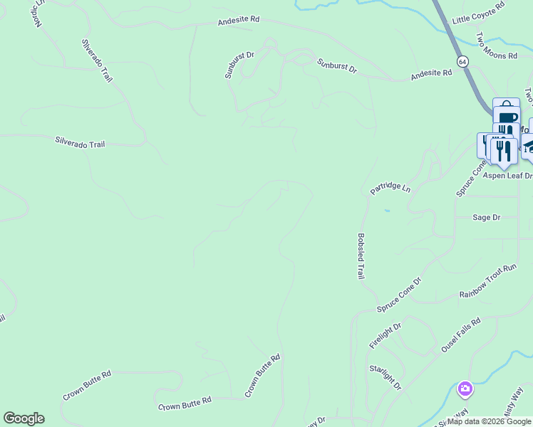 map of restaurants, bars, coffee shops, grocery stores, and more near 1-555 Sand Hill Road in Gallatin Gateway