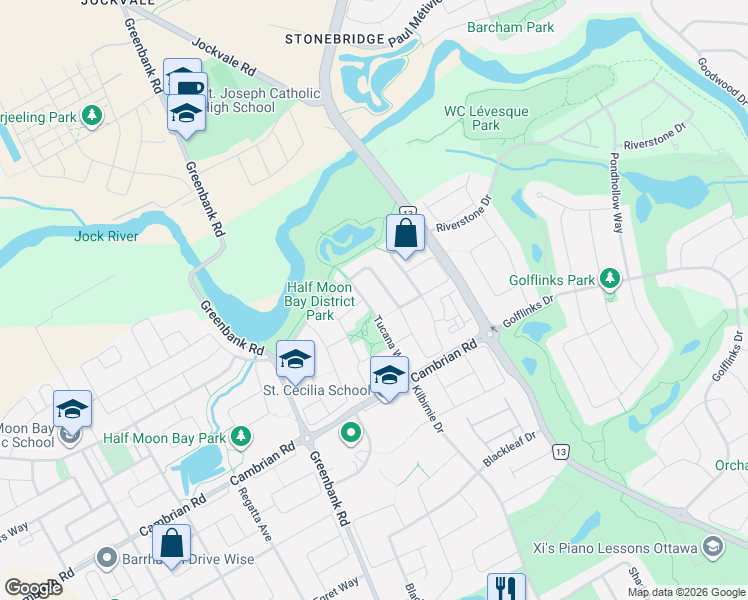 map of restaurants, bars, coffee shops, grocery stores, and more near in Ottawa