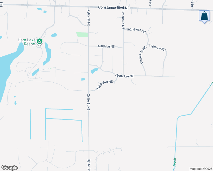 map of restaurants, bars, coffee shops, grocery stores, and more near 2715 158th Avenue Northeast in Ham Lake