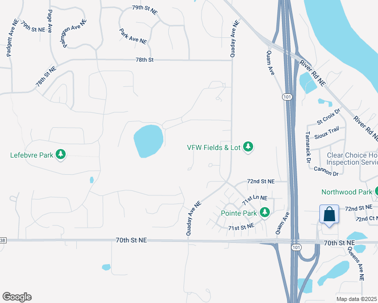 map of restaurants, bars, coffee shops, grocery stores, and more near 7403 Parrish Avenue Northeast in Otsego