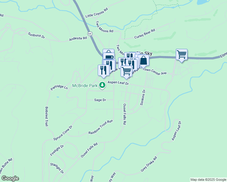 map of restaurants, bars, coffee shops, grocery stores, and more near 2701 Juniper Berry Drive in Gallatin Gateway