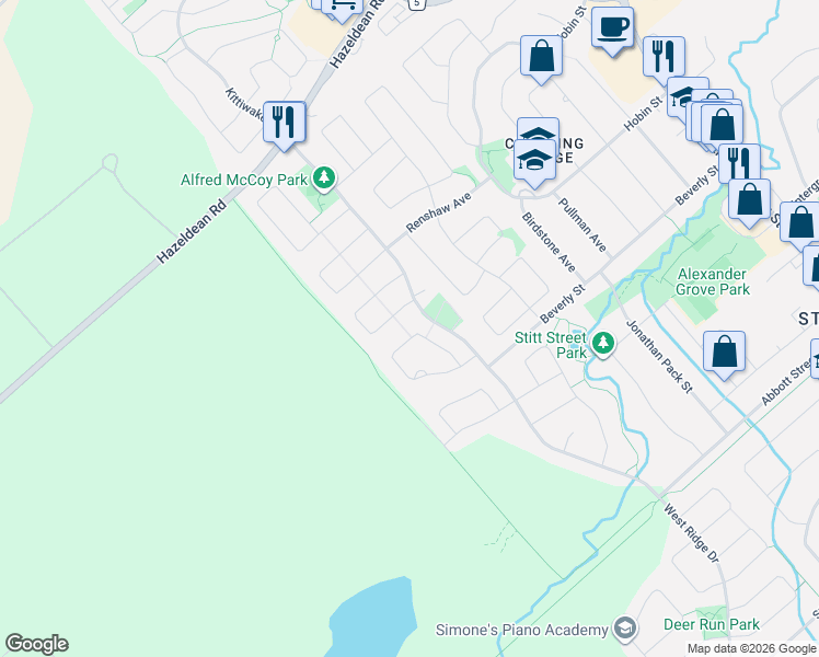 map of restaurants, bars, coffee shops, grocery stores, and more near 81 Sable Run Drive in Ottawa