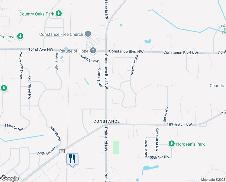 map of restaurants, bars, coffee shops, grocery stores, and more near 768 158th Avenue Northwest in Andover
