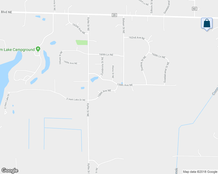 map of restaurants, bars, coffee shops, grocery stores, and more near 2715 158th Avenue Northeast in Ham Lake