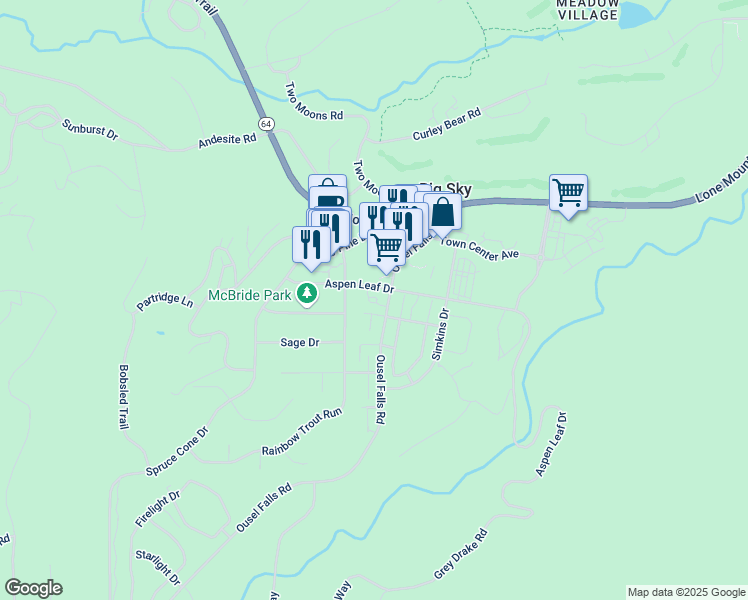 map of restaurants, bars, coffee shops, grocery stores, and more near 2 Ousel Falls Road in Gallatin Gateway
