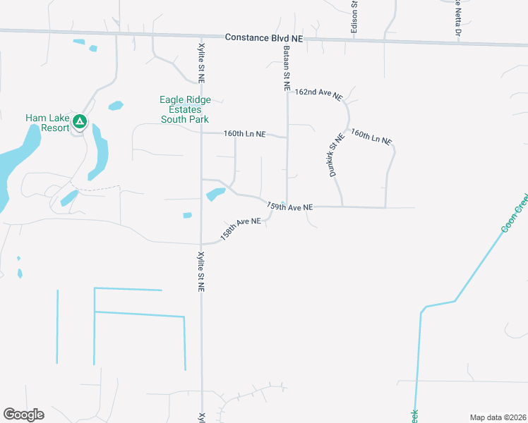 map of restaurants, bars, coffee shops, grocery stores, and more near 2715 158th Avenue Northeast in Ham Lake