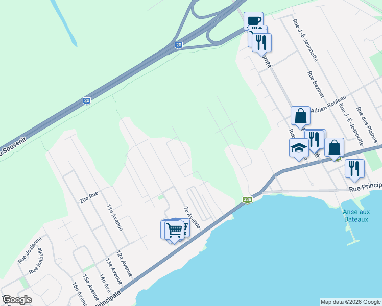 map of restaurants, bars, coffee shops, grocery stores, and more near 254 Rue des Voiliers in Saint-Zotique