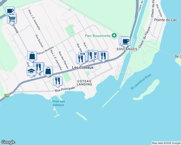 map of restaurants, bars, coffee shops, grocery stores, and more near 84 Rue des Bouleaux in Les Coteaux