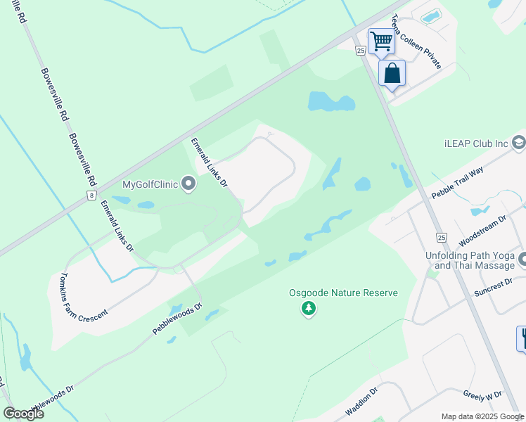 map of restaurants, bars, coffee shops, grocery stores, and more near 1086 Rick Hansen Crescent in Ottawa