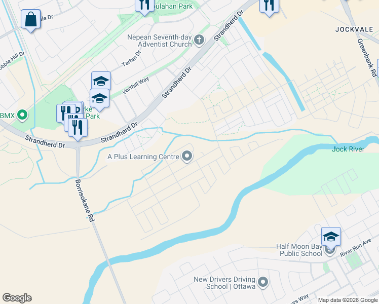 map of restaurants, bars, coffee shops, grocery stores, and more near 369 Les Emmerson Drive in Ottawa
