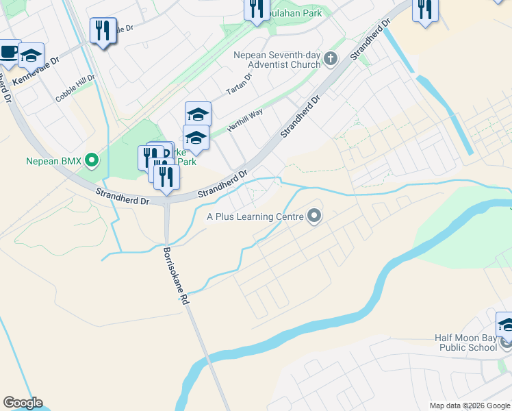 map of restaurants, bars, coffee shops, grocery stores, and more near 67 Aura Avenue in Ottawa