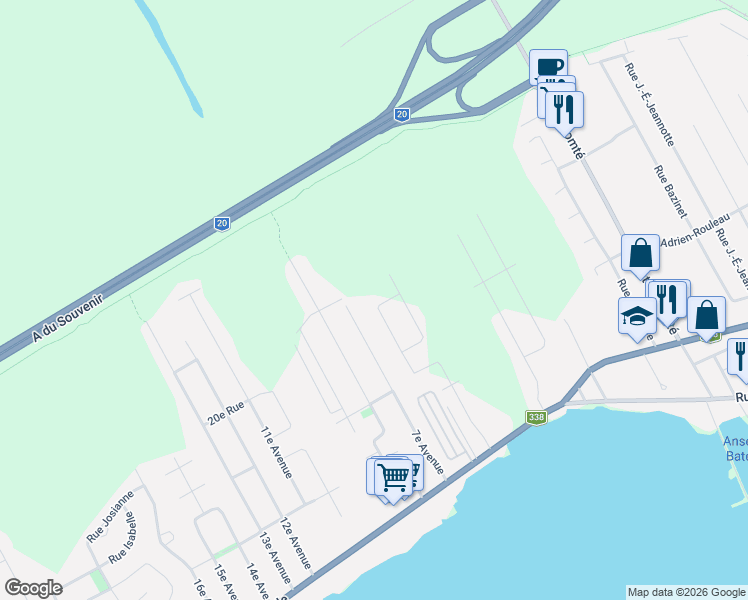 map of restaurants, bars, coffee shops, grocery stores, and more near 221 Avenue 6e in Saint-Zotique
