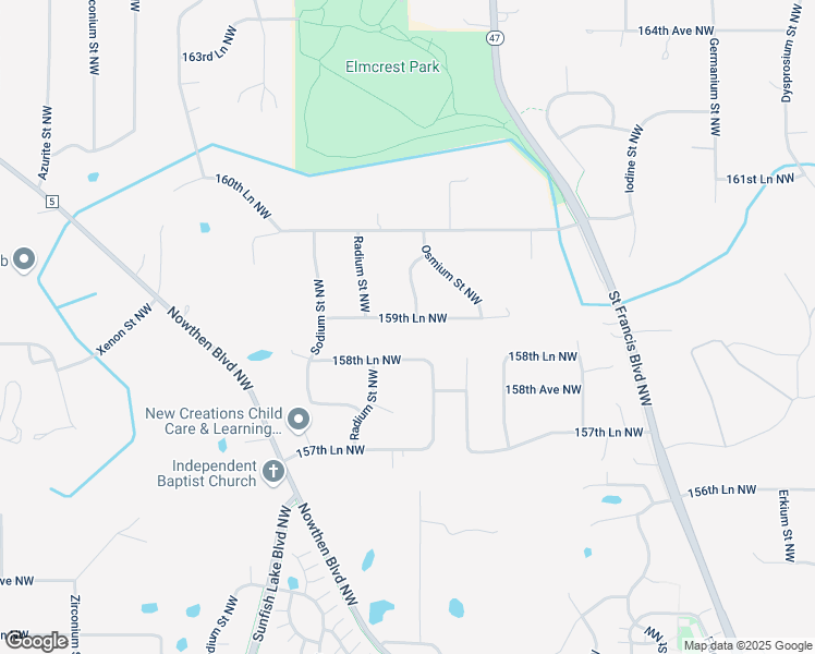 map of restaurants, bars, coffee shops, grocery stores, and more near 6020 159th Lane Northwest in Ramsey