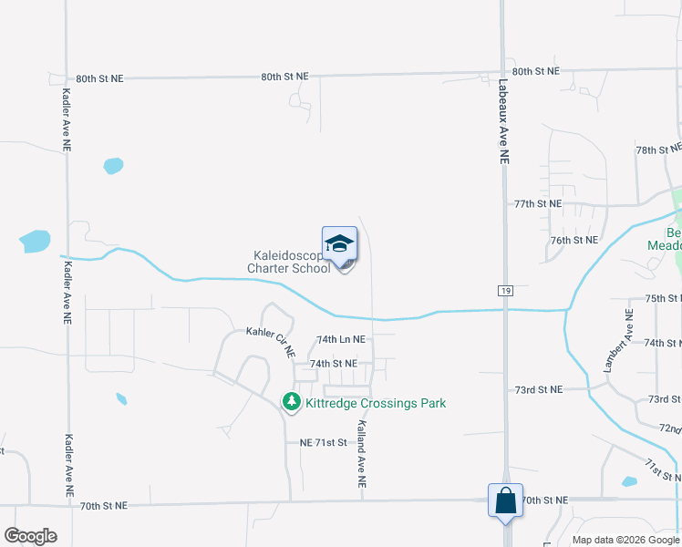 map of restaurants, bars, coffee shops, grocery stores, and more near 7525 Kalland Avenue Northeast in Albertville
