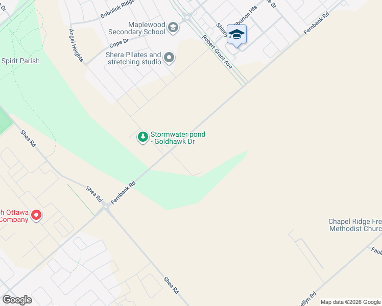 map of restaurants, bars, coffee shops, grocery stores, and more near 5788 Fernbank Road in Ottawa