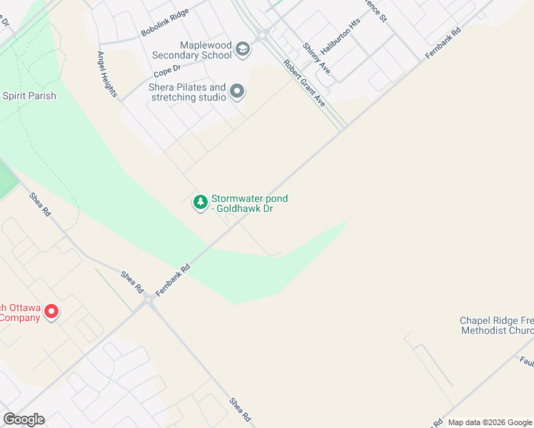 map of restaurants, bars, coffee shops, grocery stores, and more near 5788 Fernbank Road in Ottawa