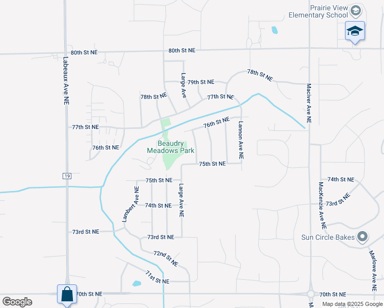 map of restaurants, bars, coffee shops, grocery stores, and more near 7521 Large Avenue Northeast in Otsego