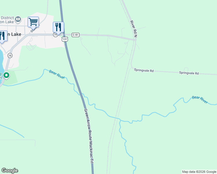 map of restaurants, bars, coffee shops, grocery stores, and more near in Walloon Lake