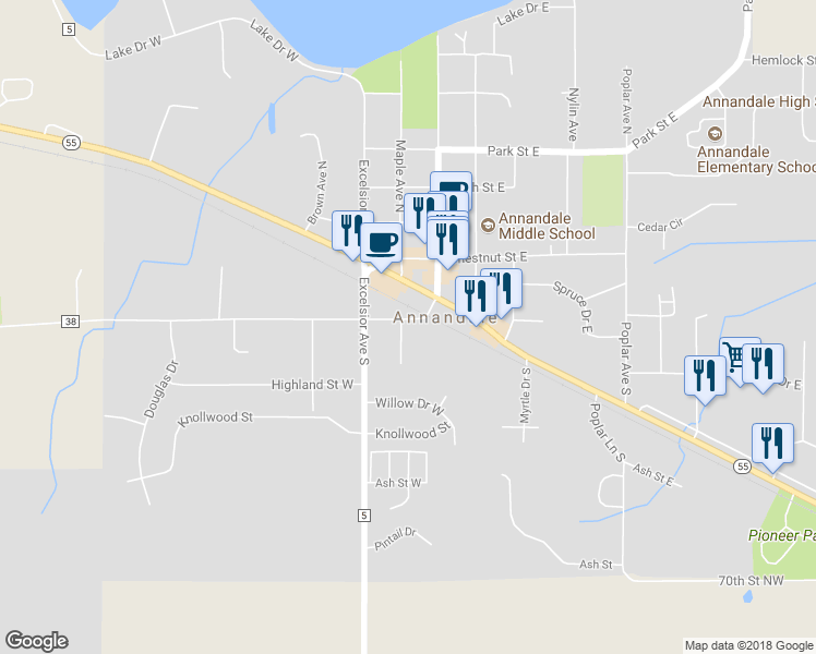 map of restaurants, bars, coffee shops, grocery stores, and more near 71 Harrison Street West in Annandale