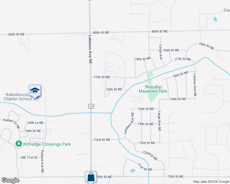 map of restaurants, bars, coffee shops, grocery stores, and more near 11181 76th Street Northeast in Otsego