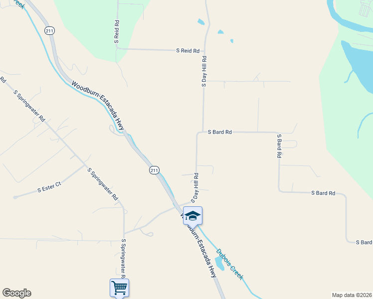 map of restaurants, bars, coffee shops, grocery stores, and more near 23851 South Day Hill Road in Estacada