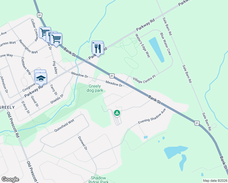 map of restaurants, bars, coffee shops, grocery stores, and more near 1509 Mayrene Crescent in Ottawa