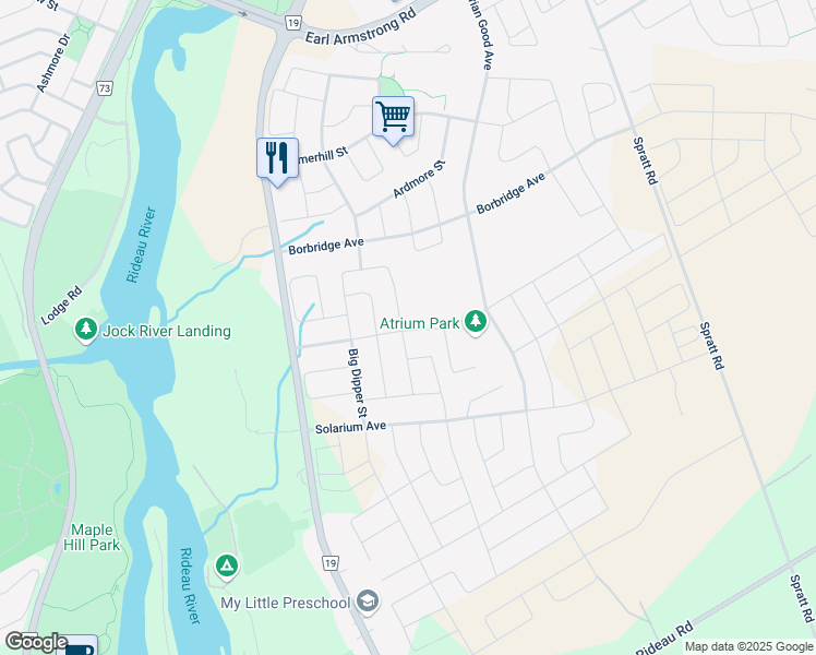 map of restaurants, bars, coffee shops, grocery stores, and more near in Ottawa
