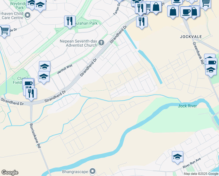 map of restaurants, bars, coffee shops, grocery stores, and more near 1207 Chapman Mills Drive in Ottawa