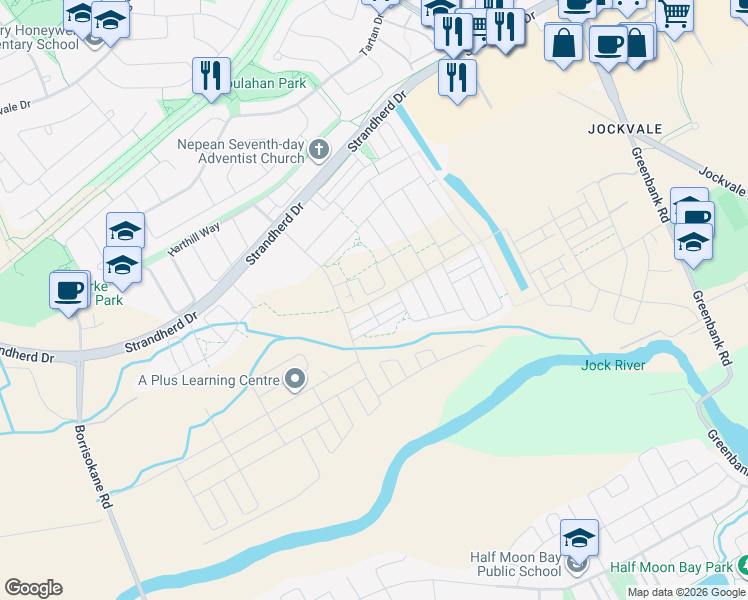 map of restaurants, bars, coffee shops, grocery stores, and more near 1184 Chapman Mills Drive in Ottawa