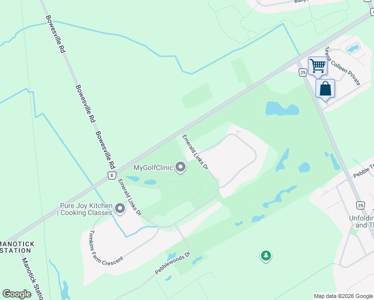 map of restaurants, bars, coffee shops, grocery stores, and more near 6399 Emerald Links Drive in Ottawa