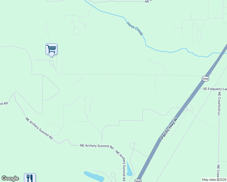 map of restaurants, bars, coffee shops, grocery stores, and more near 20610 Northeast Trunk Road in Dundee