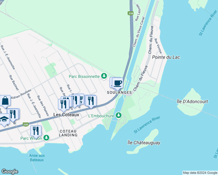 map of restaurants, bars, coffee shops, grocery stores, and more near 2 Rue Bissonnette in Les Coteaux
