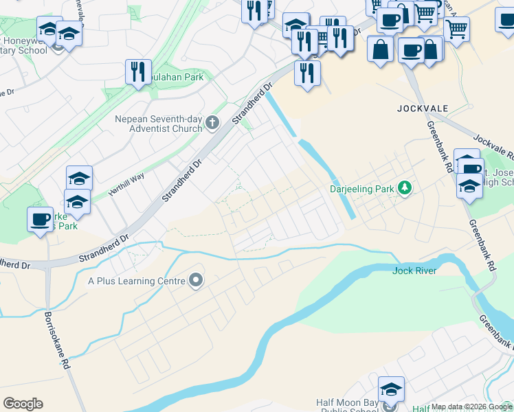 map of restaurants, bars, coffee shops, grocery stores, and more near in Nepean