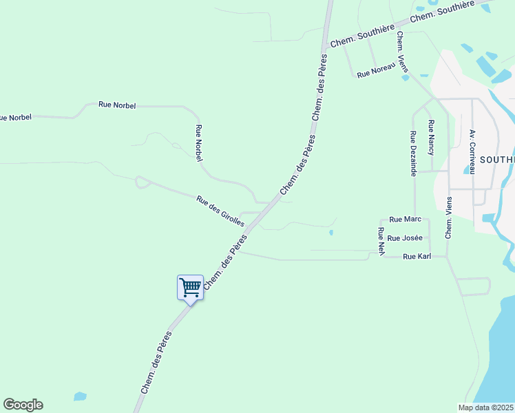 map of restaurants, bars, coffee shops, grocery stores, and more near 2705 Rue Gendreau in Magog
