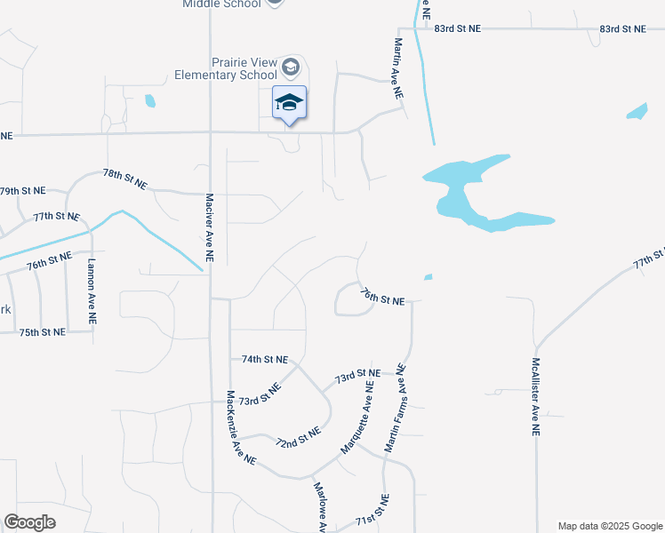 map of restaurants, bars, coffee shops, grocery stores, and more near 12263 76th Street Northeast in Elk River