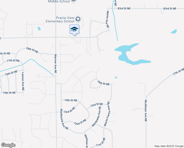 map of restaurants, bars, coffee shops, grocery stores, and more near 12263 76th Street Northeast in Elk River