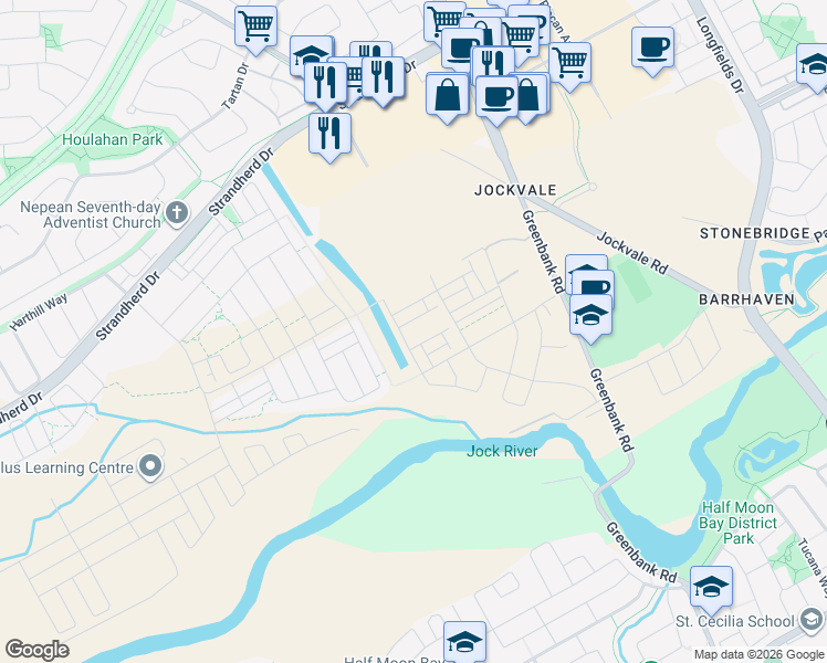 map of restaurants, bars, coffee shops, grocery stores, and more near 200 Anyolite Private in Ottawa