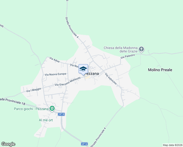 map of restaurants, bars, coffee shops, grocery stores, and more near 1 Via Giacomo Matteotti in Pezzana