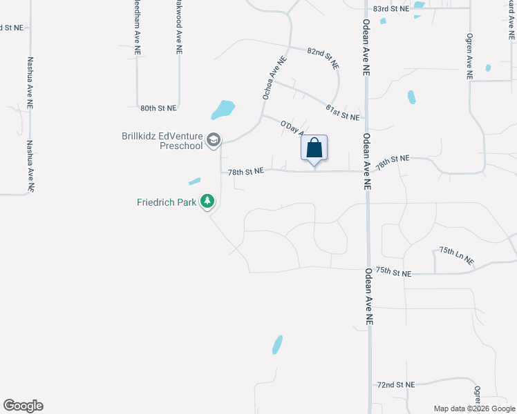 map of restaurants, bars, coffee shops, grocery stores, and more near 14167 78th Street Northeast in Elk River