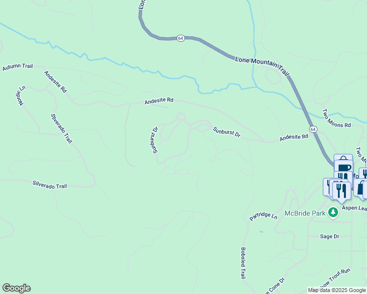 map of restaurants, bars, coffee shops, grocery stores, and more near Sunburst Drive in Gallatin Gateway