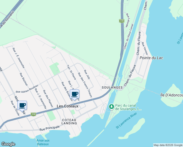 map of restaurants, bars, coffee shops, grocery stores, and more near 116 Rue Loiselle in Les Coteaux