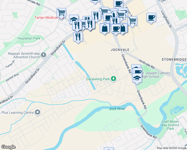 map of restaurants, bars, coffee shops, grocery stores, and more near 1022 Chapman Mills Drive in Ottawa