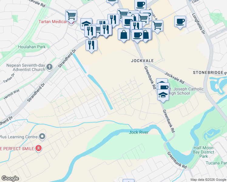 map of restaurants, bars, coffee shops, grocery stores, and more near 733 Chromite Private in Ottawa