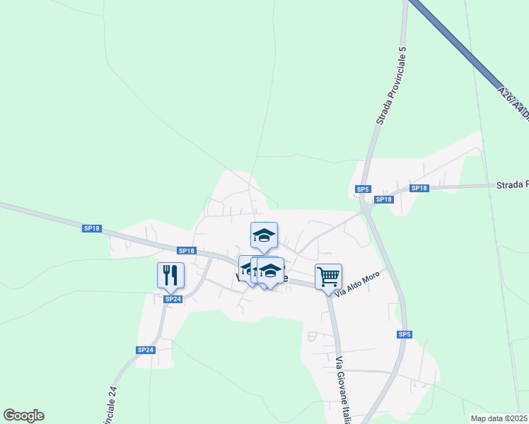 map of restaurants, bars, coffee shops, grocery stores, and more near 47 Via Gerardo Salis in Asigliano Vercellese